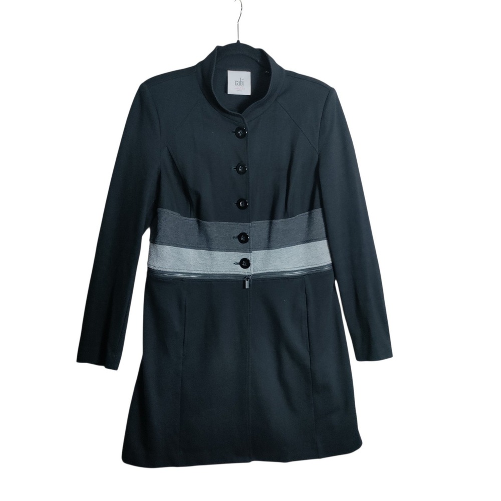 Cabi Love Carol Collection Black Grey Zip Off Long Jacket 3176 Womens Medium
